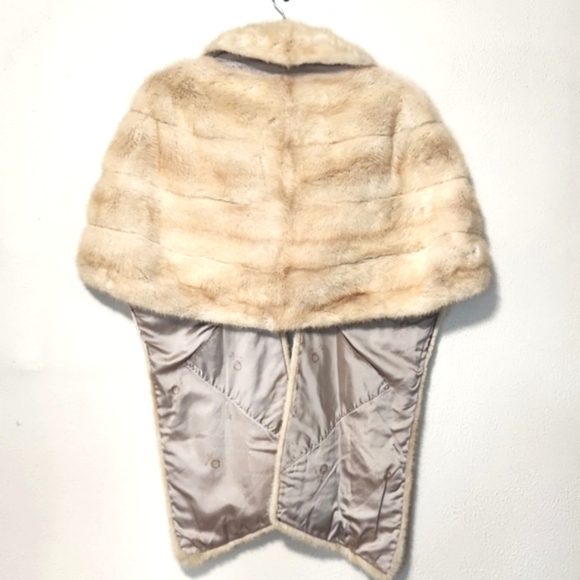 Vintage Genuine EMBA Diadem Natural Pale Brown Mutation Mink Fur Stole Wrap EUC - Picture 5 of 16
